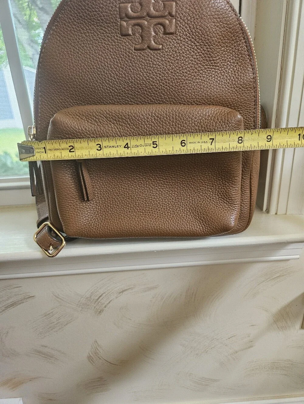 Tory Burch Chestnut Pebbled Leather Mini Backpack